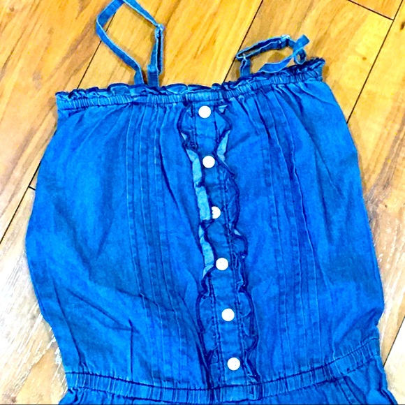 Denim cotton romper shorts summer one piece school outfit girl 8 blue - … - Picture 1 of 3